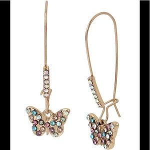 NWT BETSEY JOHNSON
Gold Tone Embellished Butterfly Drop Earrings